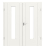 Frontansicht von Groove 16 LA 24 mittig ProLine Lack Verkehrsweiß RAL 9016 Doppelflügeltür inkl. Zarge - Hörmann