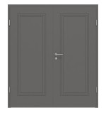 Frontansicht von Huga Doppelflügeltür Signum 21 Hygge grau RAL 7037 Lack Concept mit Zarge