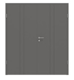 Frontansicht von Huga Doppelflügeltür Signum 23 Hygge grau RAL 7037 Lack Concept mit Zarge