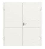 Frontansicht von Groove 29 ProLine Lack Verkehrsweiß RAL 9016 Doppelflügeltür inkl. Zarge - Hörmann