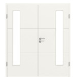 Frontansicht von Groove 31 LA 24 bandseitig ProLine Lack Verkehrsweiß RAL 9016 Doppelflügeltür inkl. Zarge - Hörmann