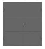 Frontansicht von Huga Doppelflügeltür Signum 31 Hygge grau RAL 7037 Lack Concept mit Zarge