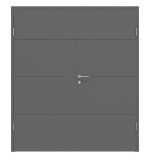 Frontansicht von Huga Doppelflügeltür Signum 34 Hygge grau RAL 7037 Lack Concept mit Zarge