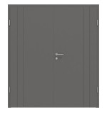 Frontansicht von Huga Doppelflügeltür Signum 39 Hygge grau RAL 7037 Lack Concept mit Zarge