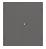 Frontansicht von Huga Doppelflügeltür Signum 44 Hygge grau RAL 7037 Lack Concept mit Zarge