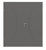 Frontansicht von Huga Doppelflügeltür Signum 49 Hygge grau RAL 7037 Lack Concept mit Zarge