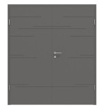 Frontansicht von Huga Doppelflügeltür Signum 50 Hygge grau RAL 7037 Lack Concept mit Zarge