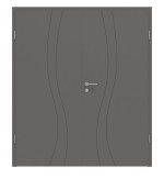 Frontansicht von Huga Doppelflügeltür Signum 51 Hygge grau RAL 7037 Lack Concept mit Zarge