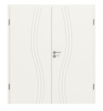 Frontansicht von Groove 53 ProLine Lack Verkehrsweiß RAL 9016 Doppelflügeltür inkl. Zarge - Hörmann