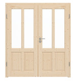 Frontansicht von Typ 6002-04-LA2 Fichte Massivholz Doppelflügeltür inkl. Zarge - Radex