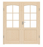 Frontansicht von Typ 6002-B-LA SPR 62 Fichte Massivholz Doppelflügeltür inkl. Zarge - Radex