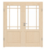 Frontansicht von Typ 6002-LA SPR 62/R Fichte Massivholz Doppelflügeltür inkl. Zarge - Radex