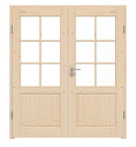 Frontansicht von Typ 6002-LA SPR 62 Fichte Massivholz Doppelflügeltür inkl. Zarge - Radex