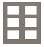 Frontansicht von LEBO Doppelflügeltür Strukturiert Taupe Versio mit Lichtausschnitt LA 11 inkl. Zarge