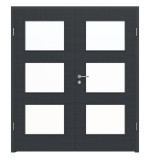 Frontansicht von LEBO Doppelflügeltür Cotton Like Anthrazit ähnl. RAL 7016 Versio mit Lichtausschnitt LA 11 inkl. Zarge