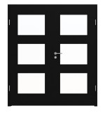 Frontansicht von LEBO Doppelflügeltür Ultramatt Schwarz ähnl. RAL 9005 Versio mit Lichtausschnitt LA 11 inkl. Zarge