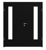 Frontansicht von LEBO Doppelflügeltür Ultramatt Schwarz ähnl. RAL 9005 Versio mit Lichtausschnitt LA 24 bandseitig inkl. Zarge