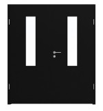 Frontansicht von LEBO Doppelflügeltür Ultramatt Schwarz ähnl. RAL 9005 Versio mit Lichtausschnitt LA 4 mittig inkl. Zarge