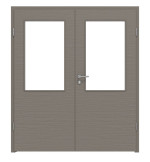 Frontansicht von LEBO Doppelflügeltür Strukturiert Taupe Versio mit Lichtausschnitt LA 7 inkl. Zarge