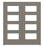 Frontansicht von LEBO Doppelflügeltür Strukturiert Taupe Versio mit Lichtausschnitt LA 9 inkl. Zarge