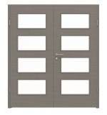 Frontansicht von LEBO Doppelflügeltür Cotton Like Taupe Versio mit Lichtausschnitt LA 9 inkl. Zarge