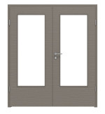 Frontansicht von LEBO Doppelflügeltür Strukturiert Taupe Versio mit Lichtausschnitt LA-DIN inkl. Zarge
