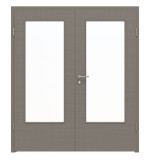 Frontansicht von LEBO Doppelflügeltür Cotton Like Taupe Versio mit Lichtausschnitt LA-DIN inkl. Zarge