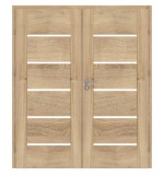 Frontansicht von Doppelflügeltür Nexo M3 Eiche Karlstadt Dekorfolie inkl. Lichtausschnitt und Zarge