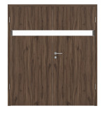 Frontansicht von HÖRMANN Doppelflügeltür Pure 1 Alpineiche Duradecor DesignLine mit Lichtausschnitt quer mit Zarge