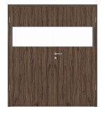 Frontansicht von HÖRMANN Doppelflügeltür Pure 2 Alpineiche Duradecor DesignLine mit Lichtausschnitt quer mit Zarge
