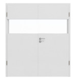 Frontansicht von HÖRMANN Doppelflügeltür Pure 2 Bütte Weiß Duradecor DesignLine mit Lichtausschnitt quer mit Zarge
