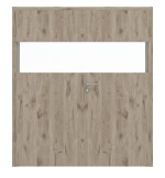 Frontansicht von HÖRMANN Doppelflügeltür Pure 2 Nordeiche Duradecor DesignLine mit Lichtausschnitt quer mit Zarge