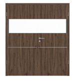 Frontansicht von HÖRMANN Doppelflügeltür Pure 2 Alpineiche Duradecor DesignLine mit Lichtausschnitt quer mit bündiger Lisene Plain 79-7 mit Zarge
