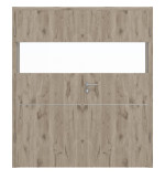 Frontansicht von HÖRMANN Doppelflügeltür Pure 2 Nordeiche Duradecor DesignLine mit Lichtausschnitt quer mit bündiger Lisene Plain 79-7 mit Zarge