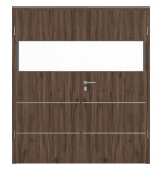 Frontansicht von HÖRMANN Doppelflügeltür Pure 2 Alpineiche Duradecor DesignLine mit Lichtausschnitt quer mit bündiger Lisene Plain 80-7 mit Zarge