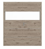 Frontansicht von HÖRMANN Doppelflügeltür Pure 2 Nordeiche quer Duradecor DesignLine mit Lichtausschnitt quer mit bündiger Lisene Plain 80-7 mit Zarge