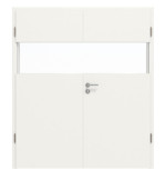 Frontansicht von HUGA Doppelflügeltür Pure 2 Weißlack DesignLine mit Lichtausschnitt quer mit Zarge