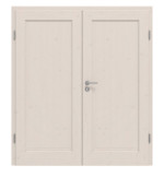 Frontansicht von Doppelflügeltür TE-1 Fichte astig weiß pigmentiert lackiert Massivholz mit Zarge