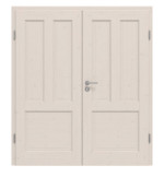Frontansicht von Doppelflügeltür TE-11 Fichte astig weiß pigmentiert lackiert Massivholz mit Zarge