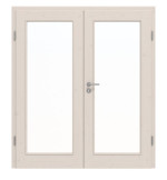 Frontansicht von Doppelflügeltür TE-14 Fichte astig weiß pigmentiert lackiert Massivholz mit Zarge