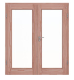 Frontansicht von Doppelflügeltür TE-14 Lärche Massivholz mit Zarge