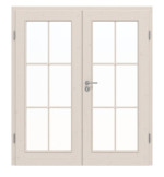 Frontansicht von Doppelflügeltür TE-15 Fichte astig weiß pigmentiert lackiert Massivholz mit Zarge