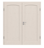 Frontansicht von Doppelflügeltür TE-18 Fichte astig weiß pigmentiert lackiert Massivholz mit Zarge
