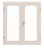 Frontansicht von Doppelflügeltür TE-19 Fichte astig weiß pigmentiert lackiert Massivholz mit Zarge