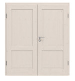 Frontansicht von Doppelflügeltür TE-2 Fichte astig weiß pigmentiert lackiert Massivholz mit Zarge