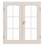 Frontansicht von Doppelflügeltür TE-20 Fichte astig weiß pigmentiert lackiert Massivholz mit Zarge