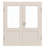 Frontansicht von Doppelflügeltür TE-23 Fichte astig weiß pigmentiert lackiert Massivholz mit Zarge