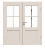 Frontansicht von Doppelflügeltür TE-24 Fichte astig weiß pigmentiert lackiert Massivholz mit Zarge