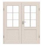 Frontansicht von Doppelflügeltür TE-25 Fichte astig weiß pigmentiert lackiert Massivholz mit Zarge