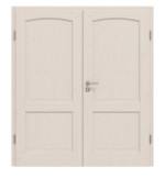 Frontansicht von Doppelflügeltür TE-27 Fichte astig weiß pigmentiert lackiert Massivholz mit Zarge